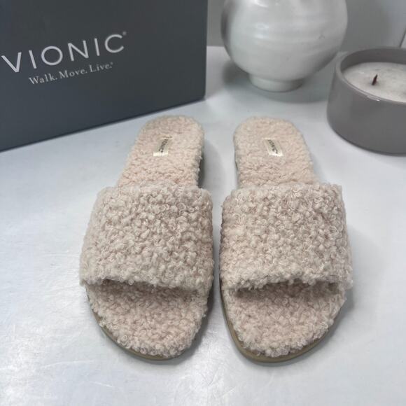Vionic Demi Faux Natural Shearling Slip On Sandals H7706F1250 Women's US 5M NWB - Picture 5 of 9